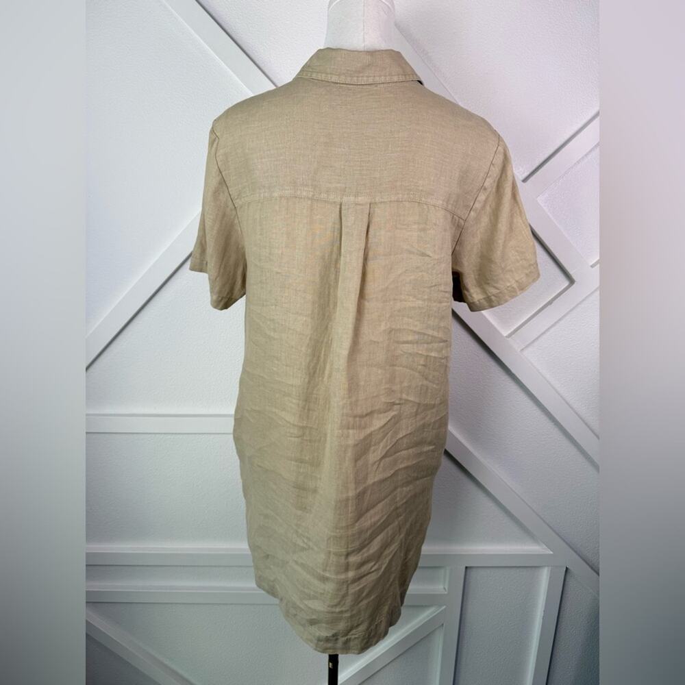 NWOT Michael Stars Ola Utility 100% Linen Mini Shirt Dress Tan Size Medium - Picture 6 of 11